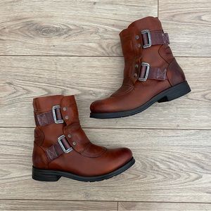 Fly London Boots Casual Combat Biker Buckles Outdoor Leather